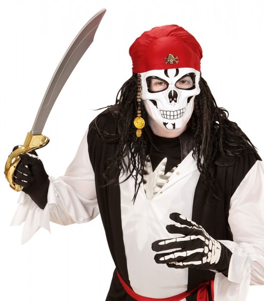 Maschera Totenkopf pirata con bandana rossa 3