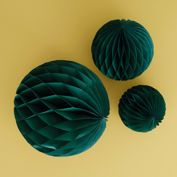 3 bolas de nido de abeja Eco Verde Oscuro