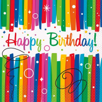 16 Rainbow Swirl Happy Birthday Servietten 33cm
