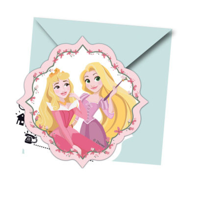 6 charmante prinses uitnodigingskaarten met envelop