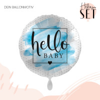 Vorschau: Welcome Baby boy Ballonbouquet-Set mit Heliumbehälter