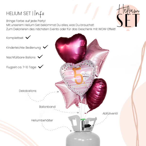 Pretty in Pink - Five Ballonbouquet-Set mit Heliumbehälter 3