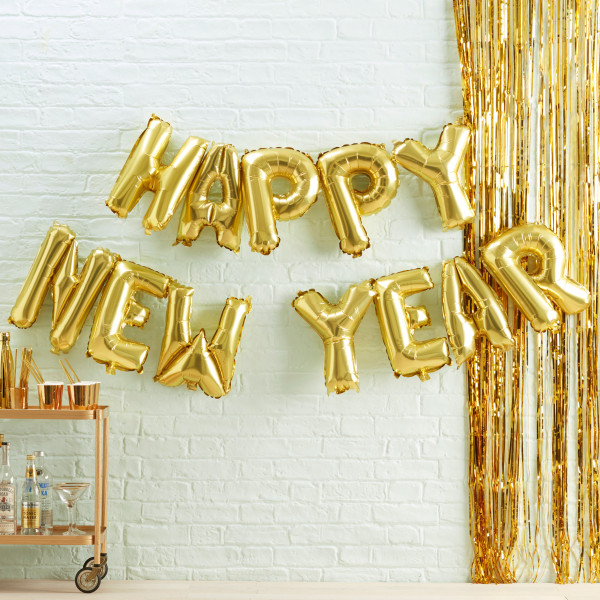 Golden Happy New Year lettering 4m 2