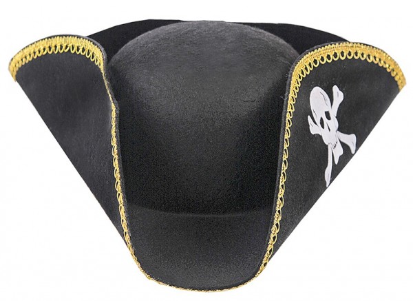 Sombrero pirata corsario tricornio con calavera 18x20cm 3