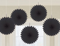5 rosetones de decoración negros 15cm