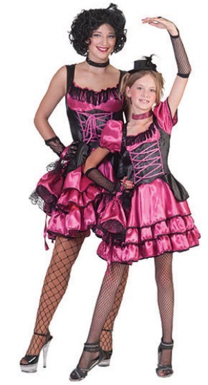 Roze-zwart Cancan danser kostuum kind 2