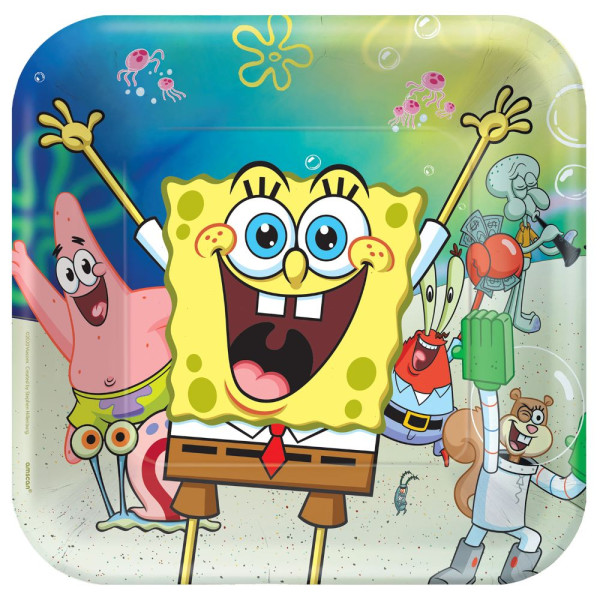 8 Pappteller Spongebob Party 23cm
