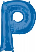 Foil balloon letter P blue XL 81cm
