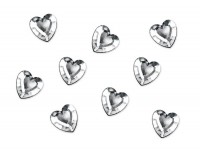 Oversigt: 50 sølvspredte hjerter 1,2 cm