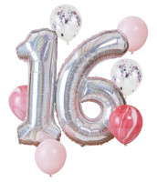 Sparkling 16th Birthday foil balloons 1.02m