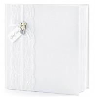 Vorschau: Weißes Vintage Gästebuch mit Spitze 20,5cm