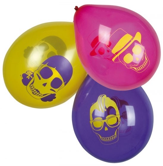 6er Luftballon-Set Scary Skull