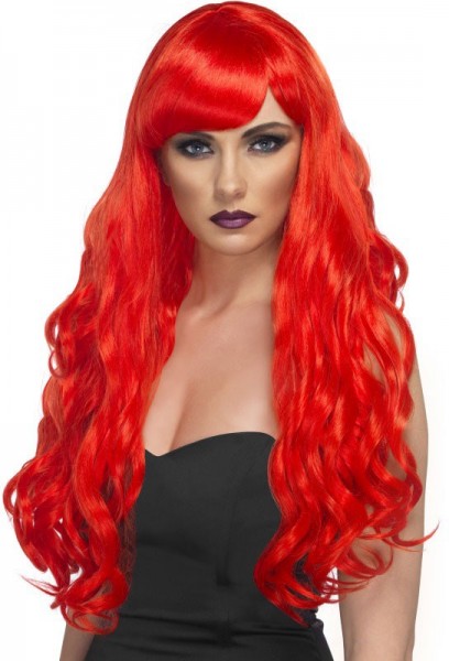 Długa kręcona peruka czerwona Ariel