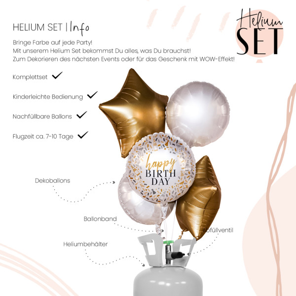 Hello Happy Birthday Ballon Bouquet-Set mit Heliumbehälter 3