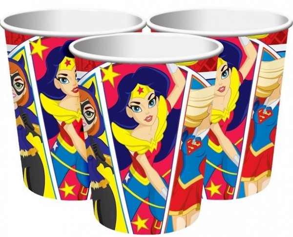 8 bicchieri di carta Super Hero Girls Action da 256 ml