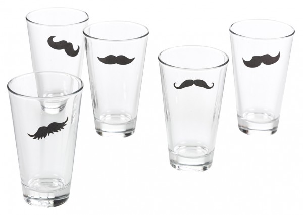 Party glass marker stickers with sweet mustache motif 16 pieces