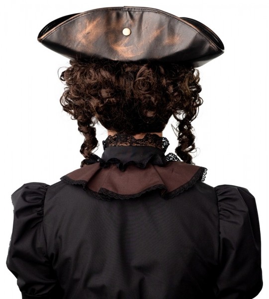 Cappello in tricorno effetto steampunk in pelle 3