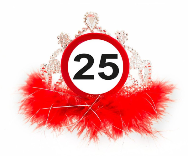 Señal de carretera corona de cumpleaños número 25