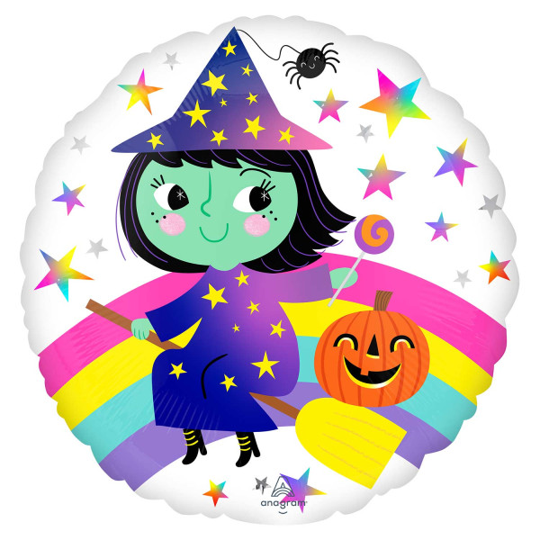 Rainbow witch foil balloon 45cm