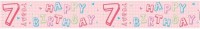 7. fødselsdag folie banner lyserød 2,6 m