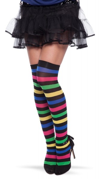 Colorful overknees with neon stripes