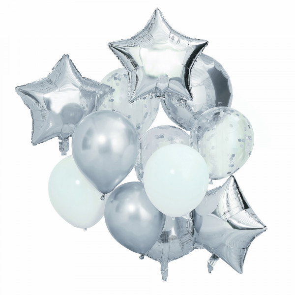 Bouquet de ballons métalliques argentés