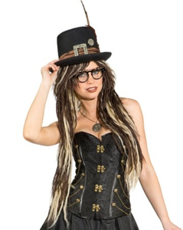 Steampunk Retro Top Hat Med Fjer 3