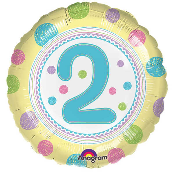 Balon foliowy kolorowy na 2 urodziny 43cm