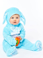 Förhandsgranskning: Blå plysch kanin babydräkt