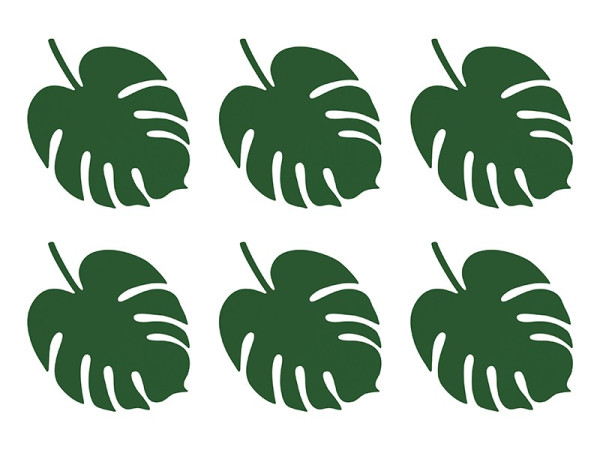 6 zielonych kart z liśćmi palmowymi