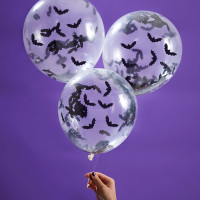 Vista previa: 5 globos de confeti de murciélago aterrador 30cm