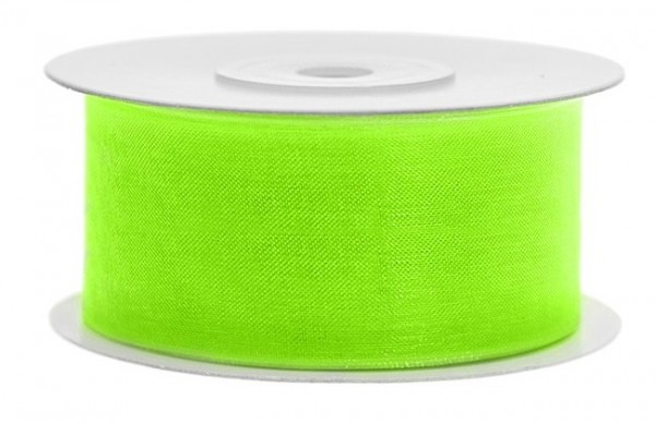 25m Geschenkband Neon Grün Satin Optik