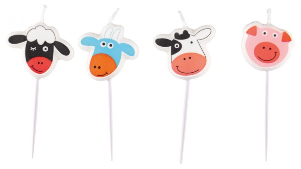 Lovable farm animals cake candle 4 pieces