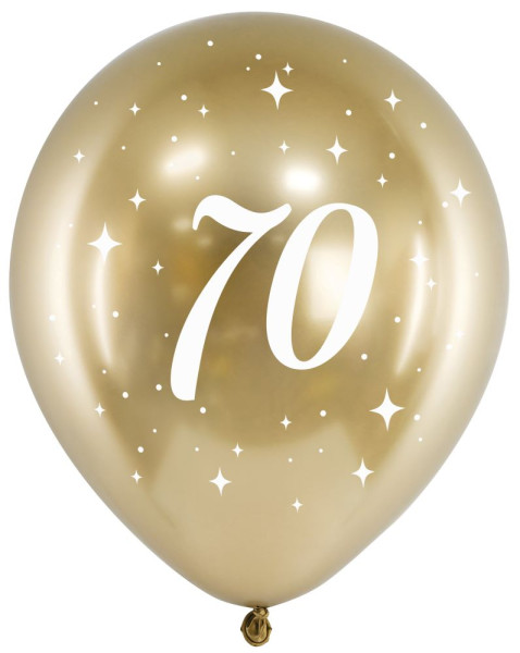 6 Glossy Gold Number 70 Balloon 30cm
