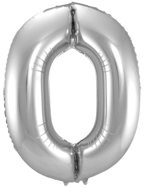 Folieballon nummer 0 zilver 86cm