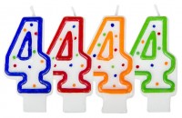 Number candle 4 colored 7cm
