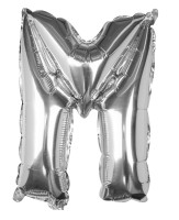 Oversigt: Sølv M brev folie ballon 40cm