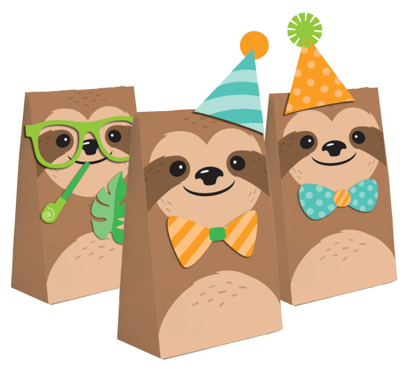 8 party sloth gift bags
