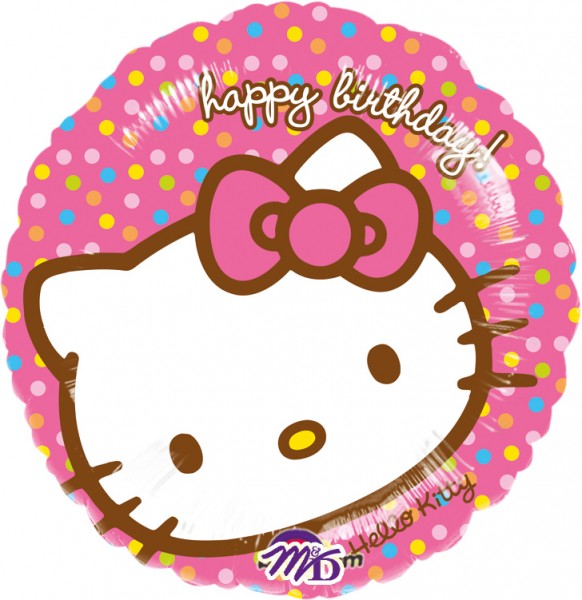 Ballon d'anniversaire Hello Kitty à pois