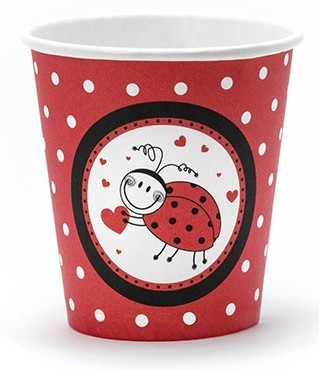 6 ladybug party paper cups 180ml