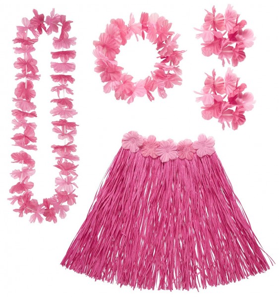 Pink Hawaii Hula Girls Costume Set For Women 3