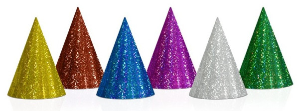 20 chapeaux de fête holographiques 17cm