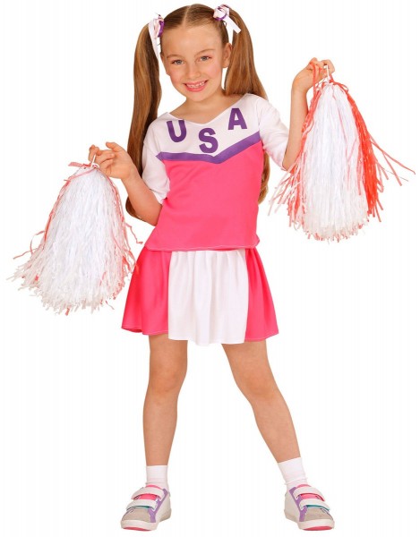 Pink-Weißes Cheerleaderinnenkostüm Für Kinder