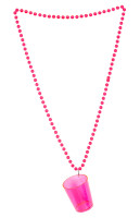 Liquor beaker on neon pink necklace