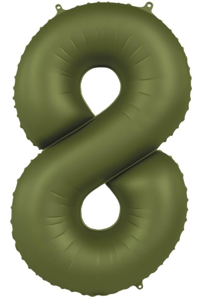 Ballon aluminium numéro 8 vert olive 86cm