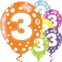 6 Fancy 3rd Birthday Luftballons 28cm