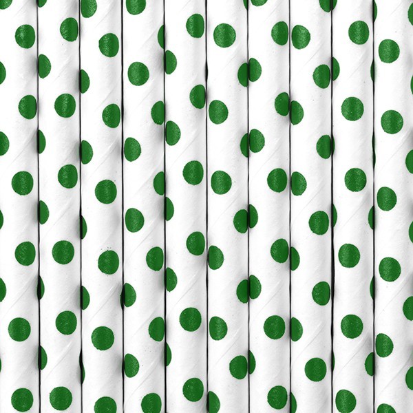 10 paper straws green-white 19.5cm 2
