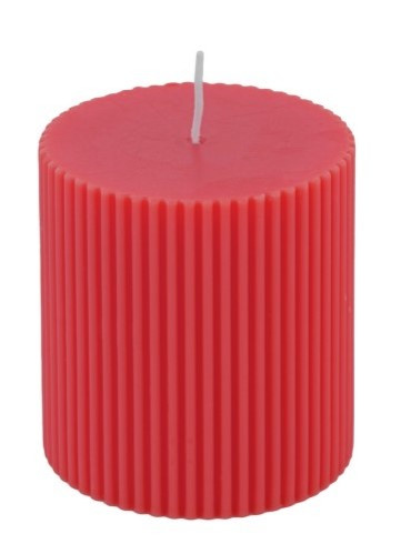 Pillar Candle Fluted Coral 7 x 7.5cm