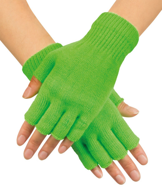 Neongröna fingerlösa handskar