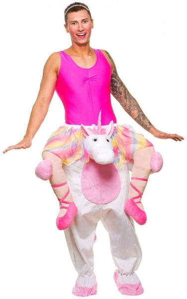 Piggyback on unicorn costume